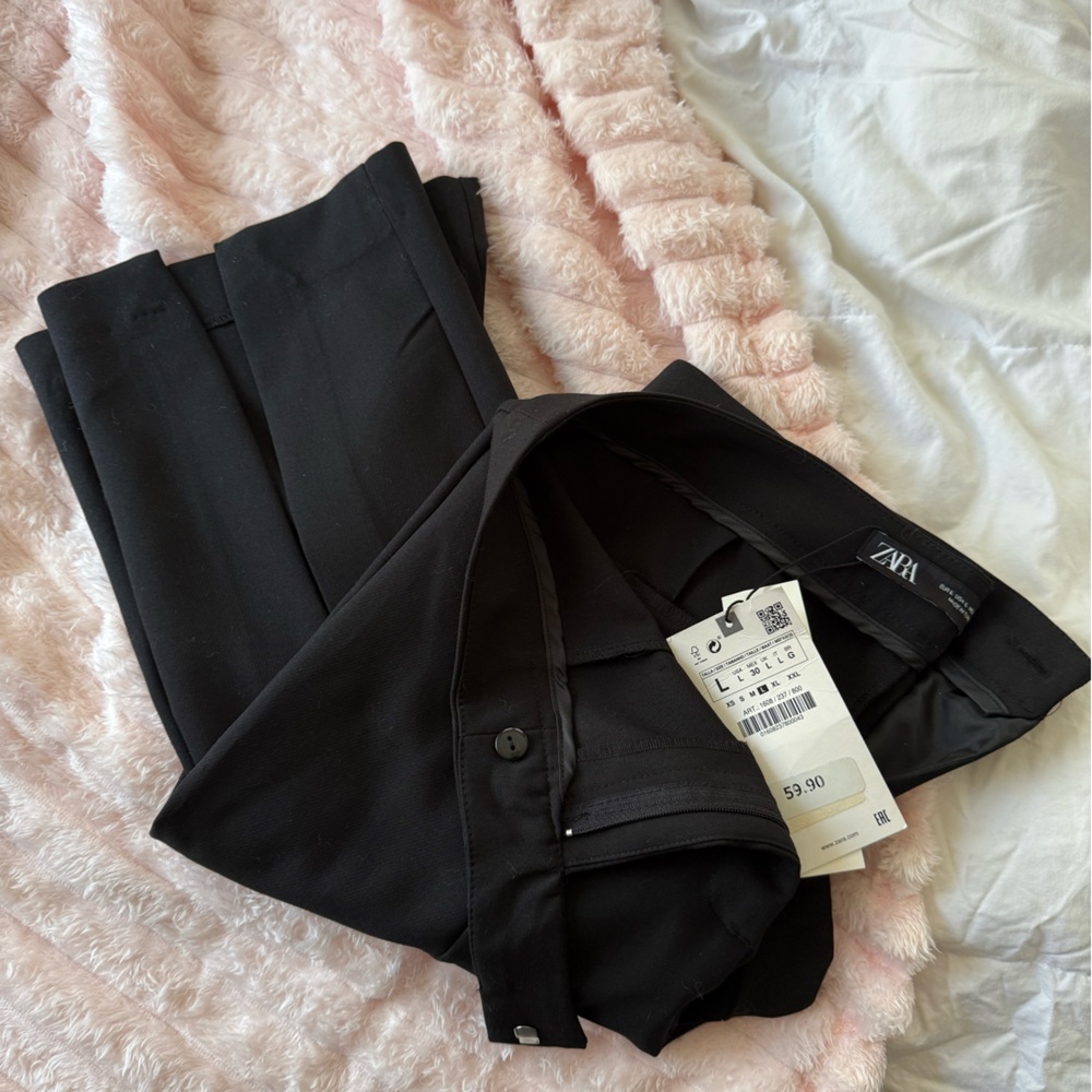 Zara Black Flared Dress Pants with Slits